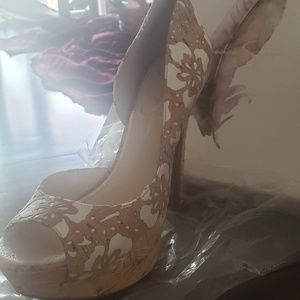 Jessica Simpson Floral Laser Cork Heels